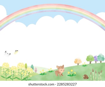 Rainbow and animal background material