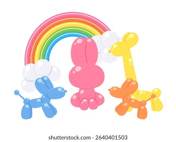 Rainbow and animal balloon art illustration_no face