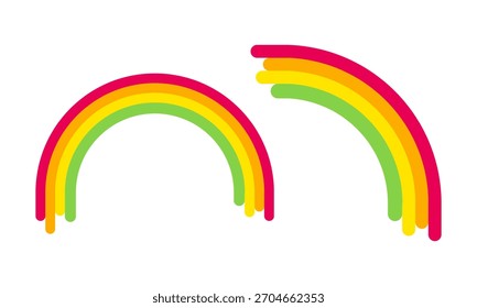 Rainbow arc with bright multicolor bands, perfect for kids projects, playful posters, cheerful layouts, and friendly educational graphics that need a happy visual touch.