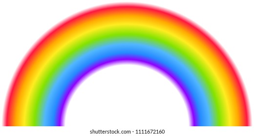 Rainbow arc shape, half circle, bright spectrum colors, colorful striped pattern. Vector illustration.