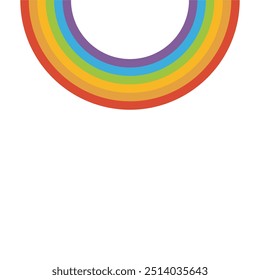 Rainbow arc shape, half circle, bright spectrum colors, colorful striped pattern. Vector illustration.