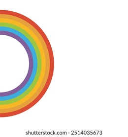 Rainbow arc shape, half circle, bright spectrum colors, colorful striped pattern. Vector illustration.