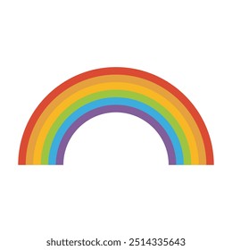 Rainbow arc shape, half circle, bright spectrum colors, colorful striped pattern. Vector illustration.