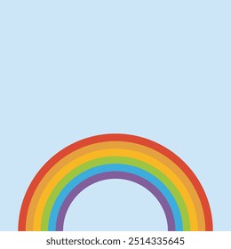 Rainbow arc shape, half circle, bright spectrum colors, colorful striped pattern. Vector illustration.