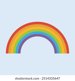 Rainbow arc shape, half circle, bright spectrum colors, colorful striped pattern. Vector illustration.