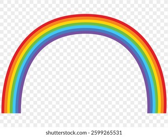 Rainbow arc with vibrant, bright colors including red, orange, yellow, green, blue, indigo, and violet on a transparent background.  Perfect for use in graphic design, websites, print materials, adver