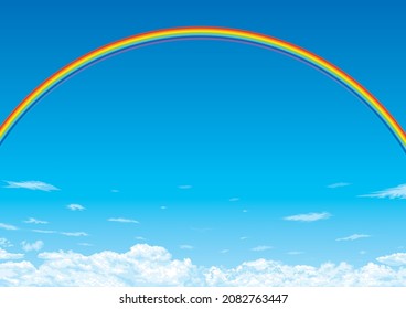 Regenbogenbogen über dem klaren, blauen Himmel