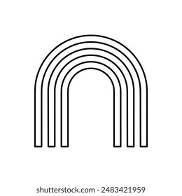 Rainbow, arch, semicircle. Sign, symbol, black and white vector illustration.