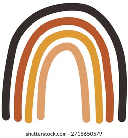 Rainbow arch shape in hand drawn style for playful and cozy themes. Ideal for kids designs, posters, stickers, and social media graphics.