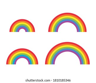 Rainbow arch vector icon. Decorative pattern weather symbol. Color spectrum stripe sign logo. Isolated on white background.