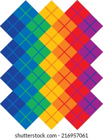 Rainbow Argyle design in primary and secondary colors.