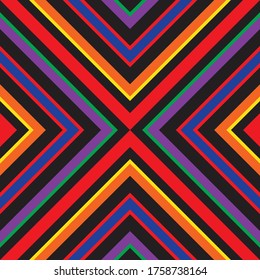 Rainbow Argyle diagonal striped seamless pattern background suitable for fashion textiles, graphics