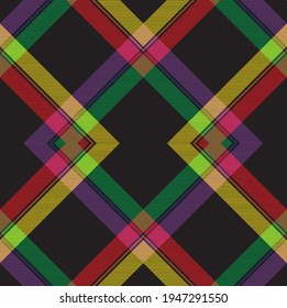 Rainbow Argyle Plaid Tartan textured Seamless pattern design suitable for fashion textiles and graphics
