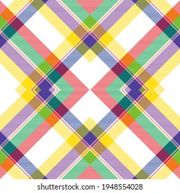 Rainbow Argyle Plaid Tartan textured Seamless pattern design suitable for fashion textiles and graphics