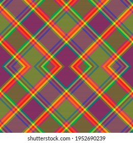 Rainbow Argyle Plaid Tartan textured Seamless pattern design suitable for fashion textiles and graphics
