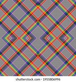 Rainbow Argyle Plaid Tartan textured Seamless pattern design suitable for fashion textiles and graphics