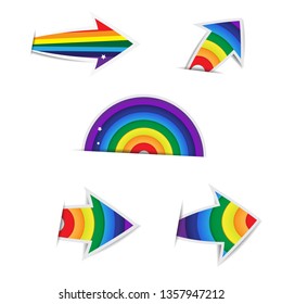 Rainbow Arrow Paper On White Background