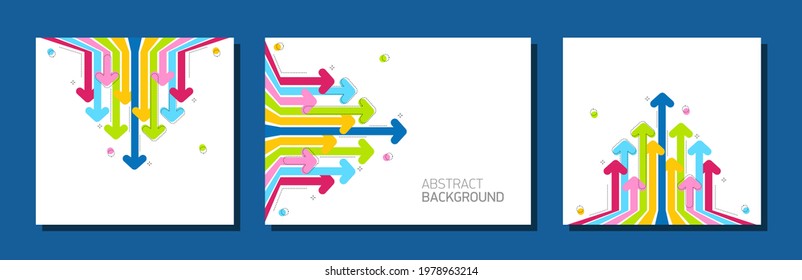 Rainbow Arrows on white background. Concept business moving forward, up, decrease or growth. Vector illustration.