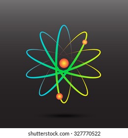 Rainbow atomic energy symbol icon. Abstract circles transition.