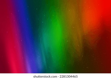 Rainbow aurora borealis. Night starry sky and colorful northern lights