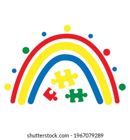 Rainbow Autism awareness. Autism concept poster template. Vector illustration.