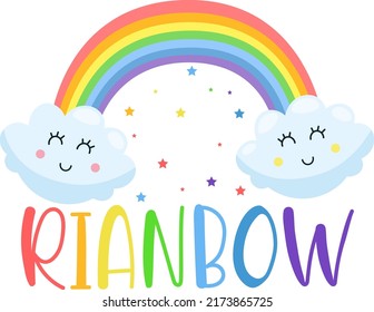 RAINBOW Baby Funny t shirt y mug design ilustración del vector 