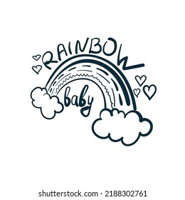 rainbow baby vector concept saying lettering hand drawn shirt quote line art simple monochrome