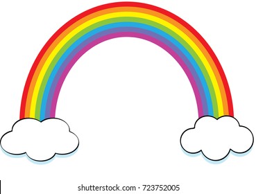 Cartoon Rainbow Two Blue Clouds Vector Stock Vector (Royalty Free ...