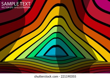 Rainbow background abstract reflected illustration - Vector colorful striped and reflected  background template