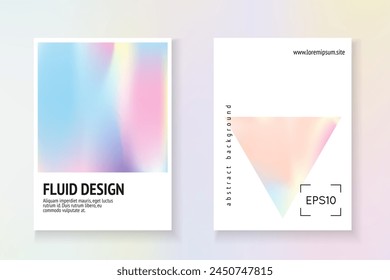 Fondo del arco iris. Etiqueta geométrica azul. Forma holográfica. Anuncio de Memphis. Catálogo retro aislado. Concepto de moda. Afiche del holograma. Fondo de arco iris rosa