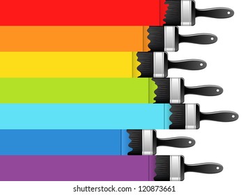 Rainbow background with brushes. Vector illustration.