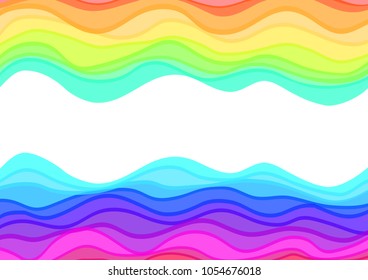 Rainbow background with colorful waves and white back for the simple text