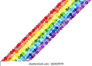 Rainbow background consisting of colourful flowers. Vector creative concept.