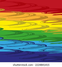 Rainbow background with copy space. Pride month. LGBT flag. Striped background with art brushes.
