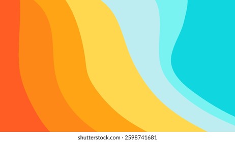 Rainbow background with curved lines. Abstract texture of wavy lines with colorful colors.