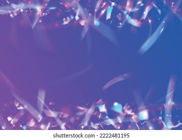 Rainbow Background. Disco Abstract Sunlight. Cristal Sparkles. Blue Retro Effect. Iridescent Tinsel. Glamour Art. Blur Flyer. Crystal Foil. Violet Rainbow Background