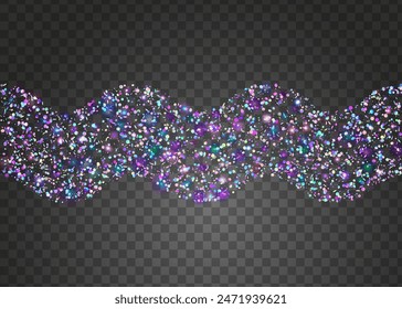 Rainbow Background. Falling Banner. Glare Concept. Blue Laser Serpentine. Carnaval Confetti. 3d Isolated Backdrop. Unicorn Glitter. Digital Design. Purple Rainbow Background