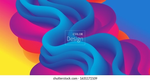 Rainbow Background. Fluid Shapes. Wave Pattern. Summer Poster. Colorful Gradient. Flow Shape. Abstract Cover. Rainbow Color. Vector Illustration. Fluid Flow.