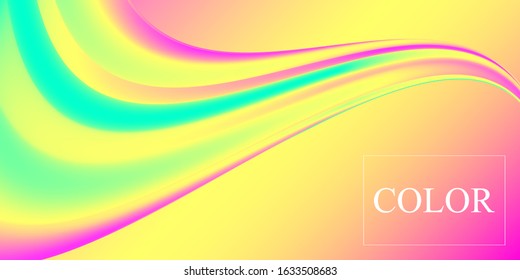 Rainbow Background. Fluid Shapes. Wave Pattern. Summer Poster. Colorful Gradient. Flow Shape. Abstract Cover. Rainbow Color. Vector Illustration. Fluid Flow.