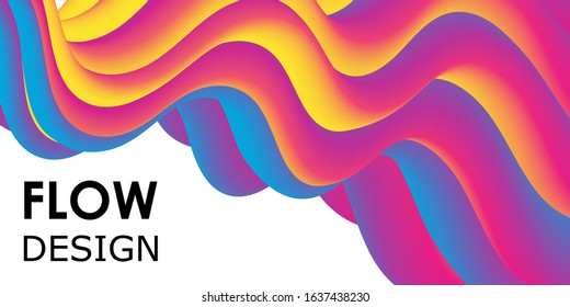 Rainbow Background. Fluid Shapes. Wave Pattern. Summer Poster. Colorful Gradient. Flow Shape. Abstract Cover. Rainbow Color. Vector Illustration. Fluid Flow.