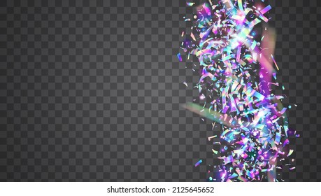 Rainbow Background. Holiday Foil. Kaleidoscope Confetti. Retro Design. Glamour Art. Blur Prismatic Decoration. Blue Disco Glitter. Falling Effect. Purple Rainbow Background