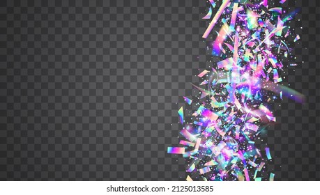 Rainbow Background. Kaleidoscope Tinsel. Digital Art. Disco Vaporwave Template. Party Element. Neon Effect. Glamour Foil. Pink Laser Texture. Violet Rainbow Background
