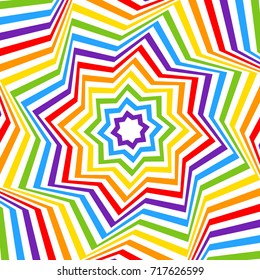 Rainbow background LGBT colors. Abstract geometric pattern. Vector illustration. Multicolor star.