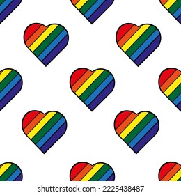 Rainbow background with lgbt+ heart. Pride month. LGBT flag. Striped 3d background with shadows.