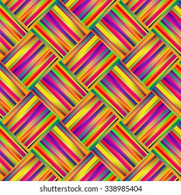  rainbow Background with Lines and Stripes, sewing textiles. Vector Illustration