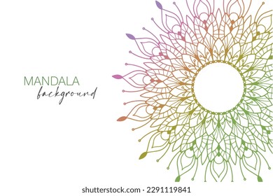 Rainbow background mandala, decoration for banner in doodle style isolated on white background