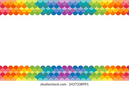 Rainbow background with mermaid scales, magic design. Pattern with tail. Marine underwater backdrop