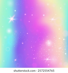 Rainbow Background. Pink Fairy Gradient. Princess Pattern. Fairytale Colorful Invite. Purple Galaxy Invitation. Blue Girlish Hologram. Girl Glitter. Stars Rainbow Background.