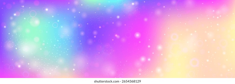 Plano de Fundo do Arco-íris. Gradiente De Fada Rosa E Bela Kawaii Padrão. Holograma de Princesa Roxa. Sonho Brilhante Do Universo Com Brilho De Conto De Fadas Brilhante. Fundo Arco-íris Azul.