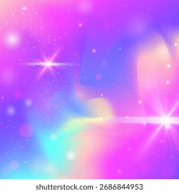 Rainbow Background. Pink Fairy Gradient. Girl Hologram. Iridescent Sparkles Invite. Purple Magical Invitation. Lilac Pastel Pattern. Kawaii Backdrop. Cute Rainbow Background.